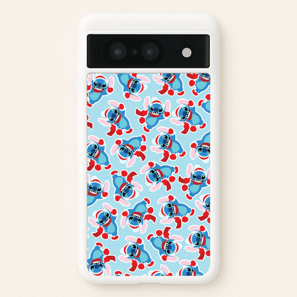 Blue Alien Christmas Pattern - Disney Christmas Phone Case for Google Pixel 8