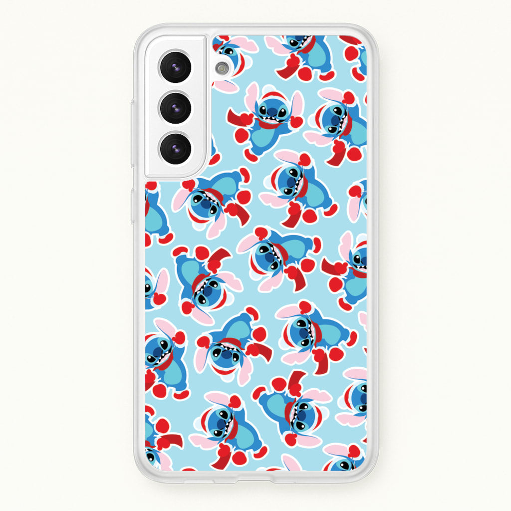 Blue Alien Christmas Pattern - Disney Christmas Phone Case for Galaxy S22 Plus
