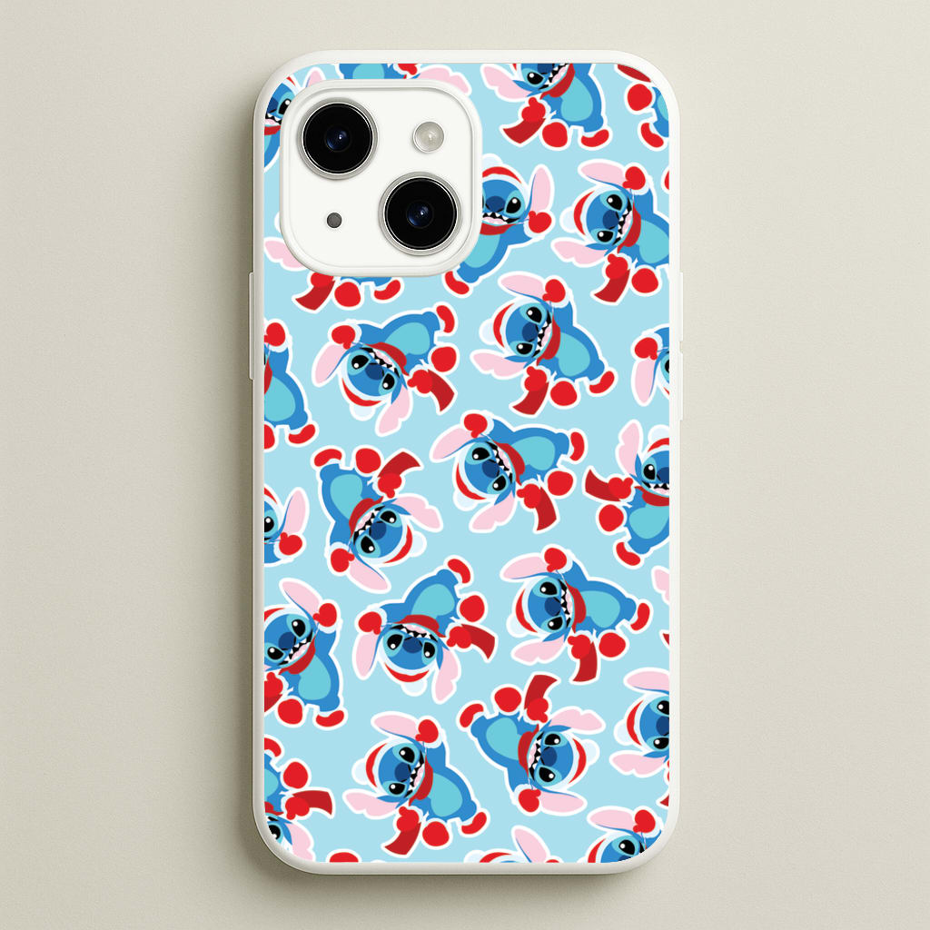 Blue Alien Christmas Pattern - Disney Christmas Phone Case for iPhone 15