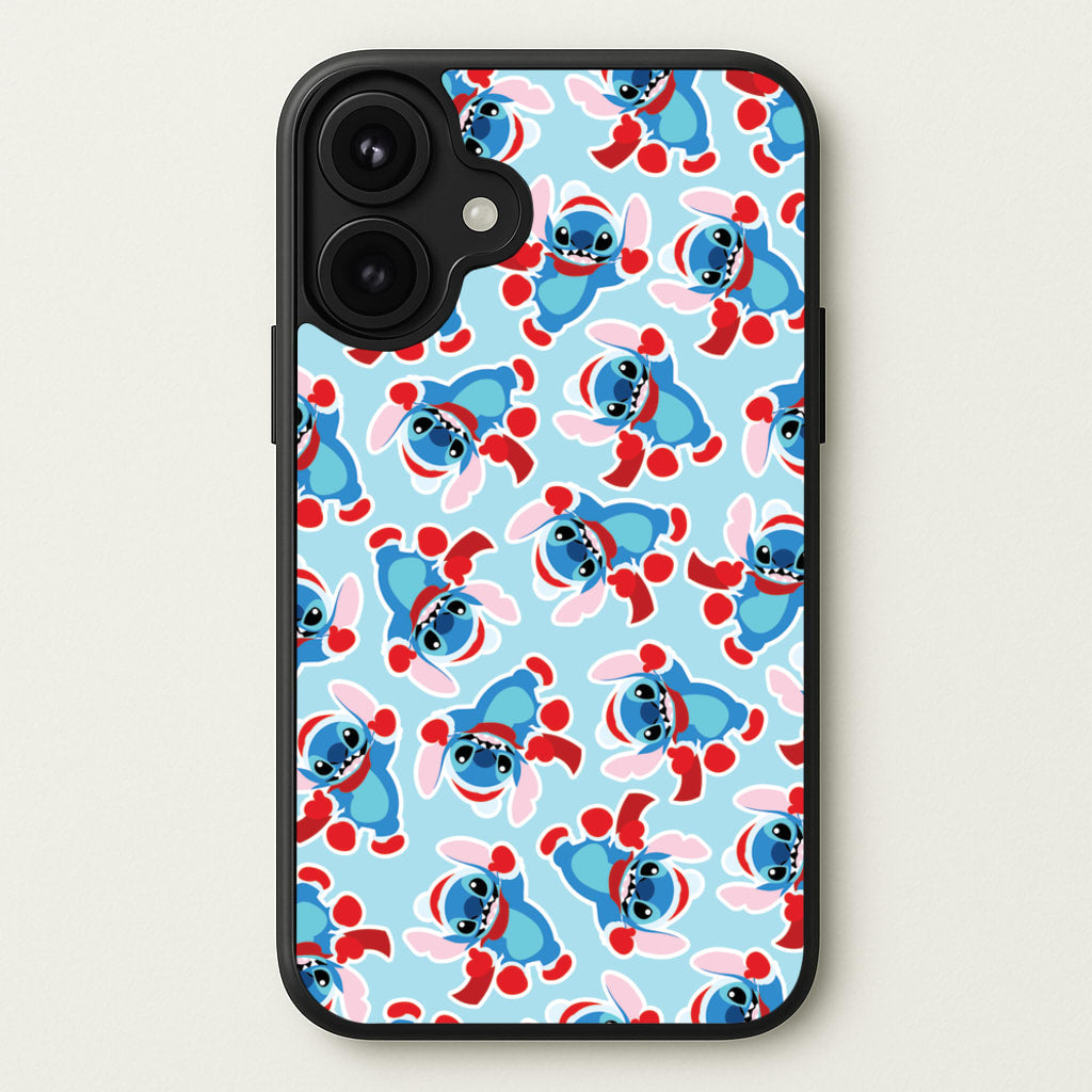 Blue Alien Christmas Pattern Phone Case for iPhone 17