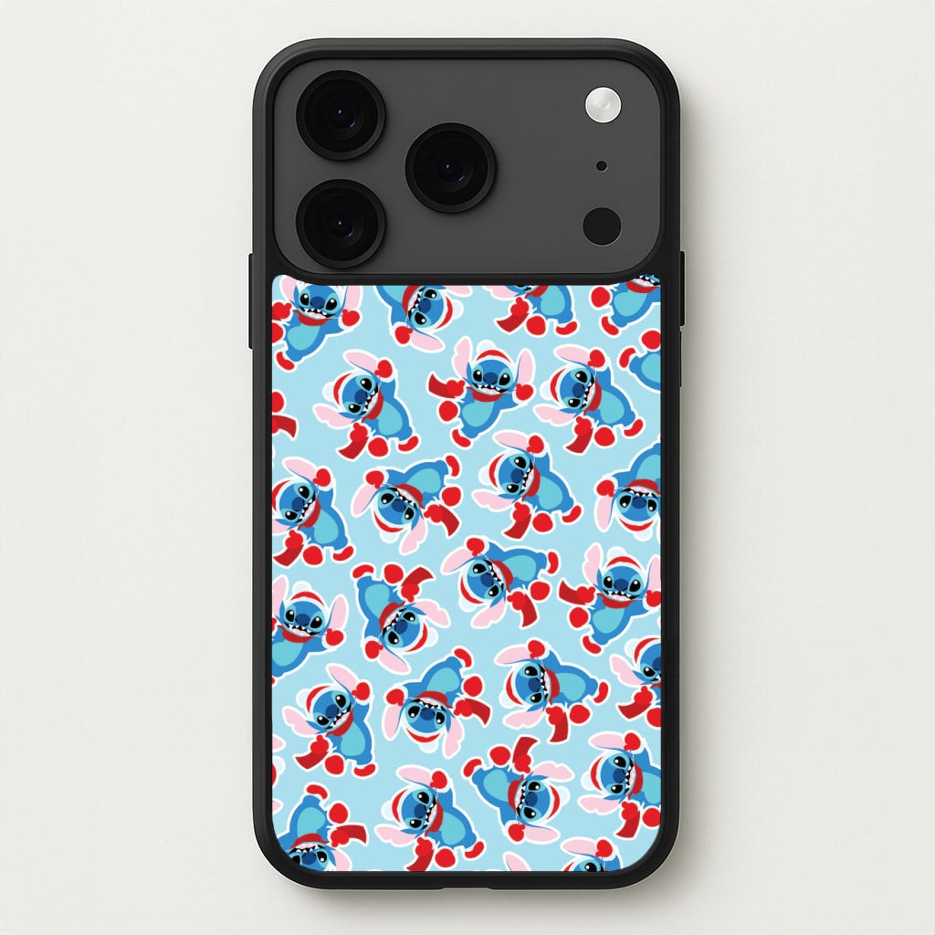 Blue Alien Christmas Pattern Phone Case for iPhone 17 Pro Max