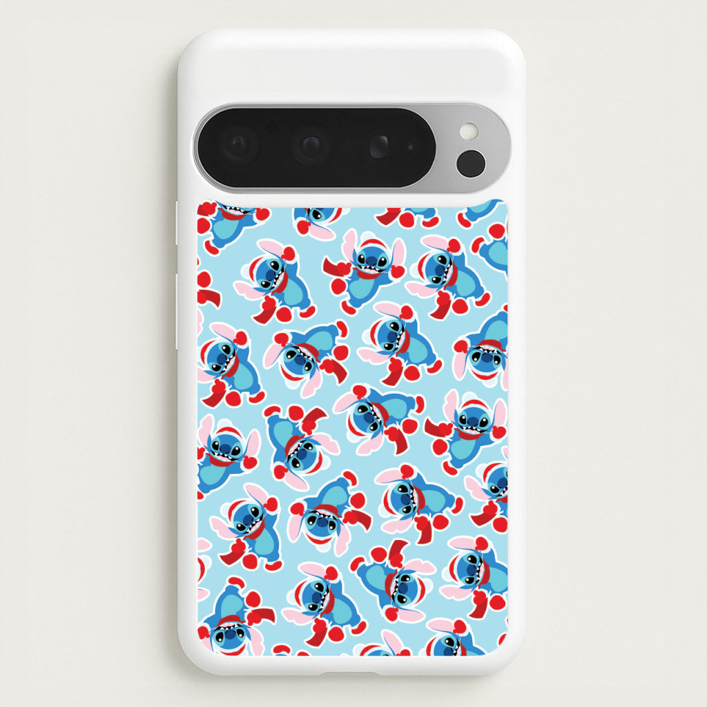 Blue Alien Christmas Pattern - Disney Christmas Phone Case for Google Pixel 9 Pro XL