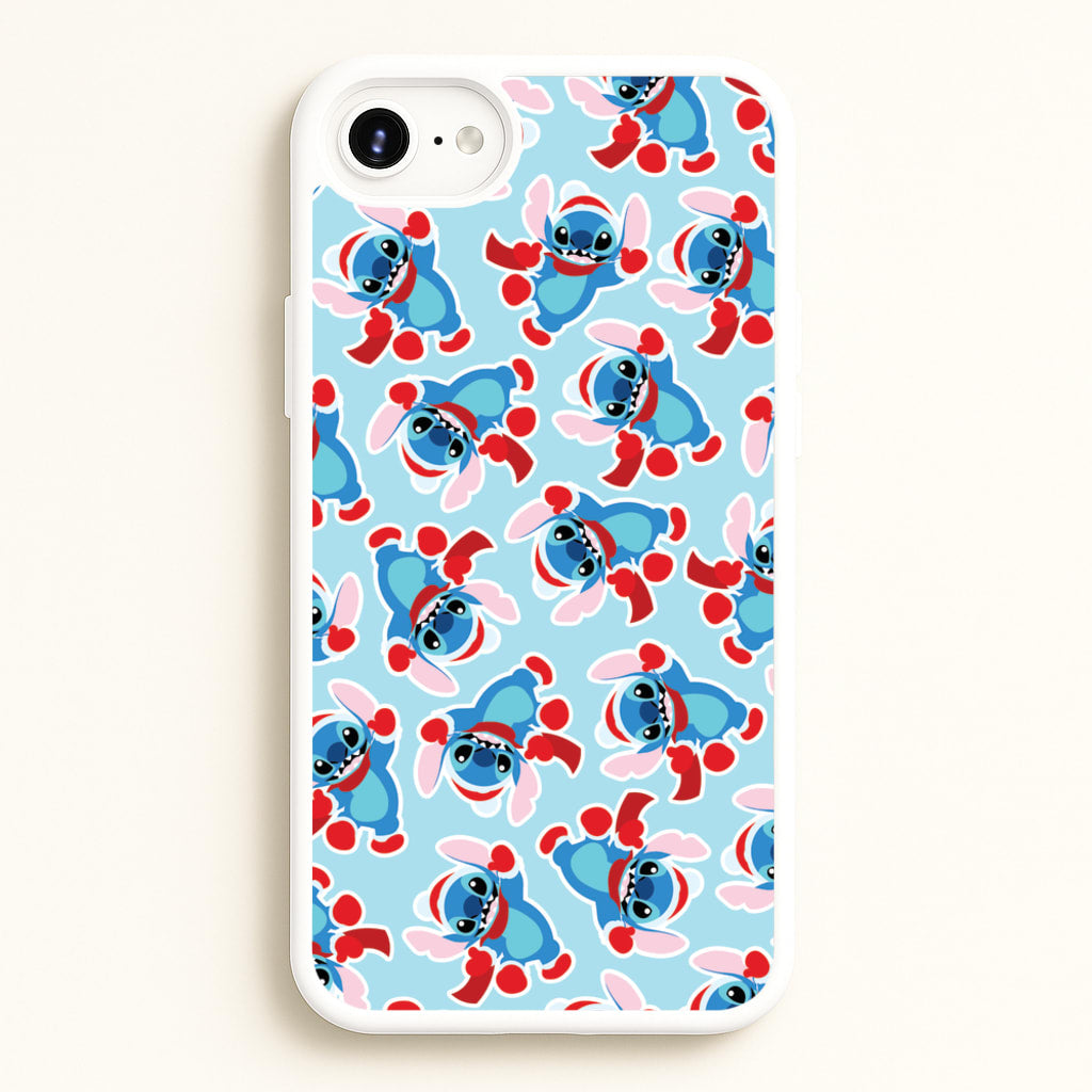 Blue Alien Christmas Pattern - Disney Christmas Phone Case for iPhone 6 Plus / 7 Plus / 8 Plus