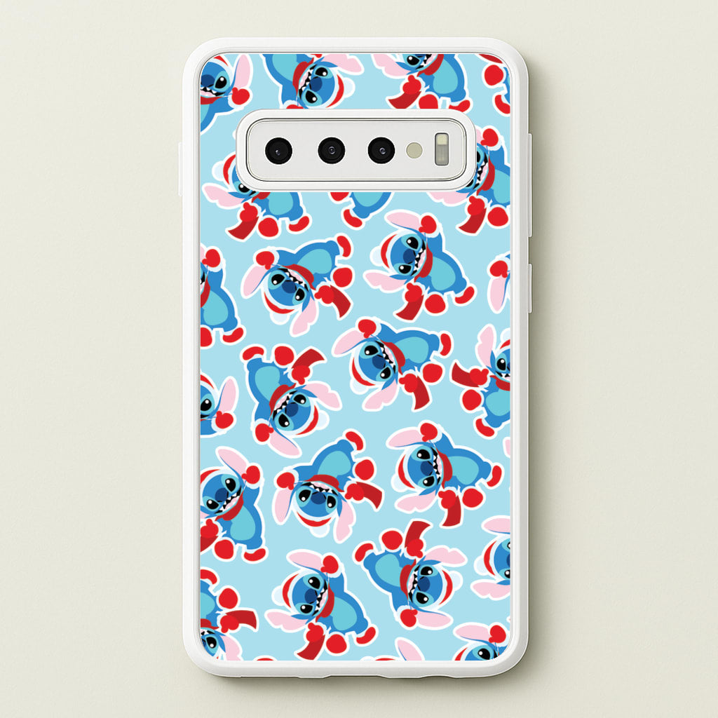 Blue Alien Christmas Pattern - Disney Christmas Phone Case for Galaxy S10 Plus