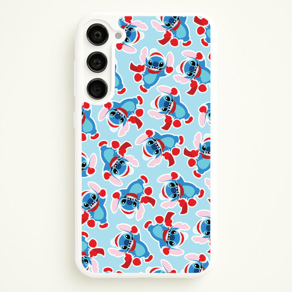 Blue Alien Christmas Pattern - Disney Christmas Phone Case for Galaxy S23 Plus