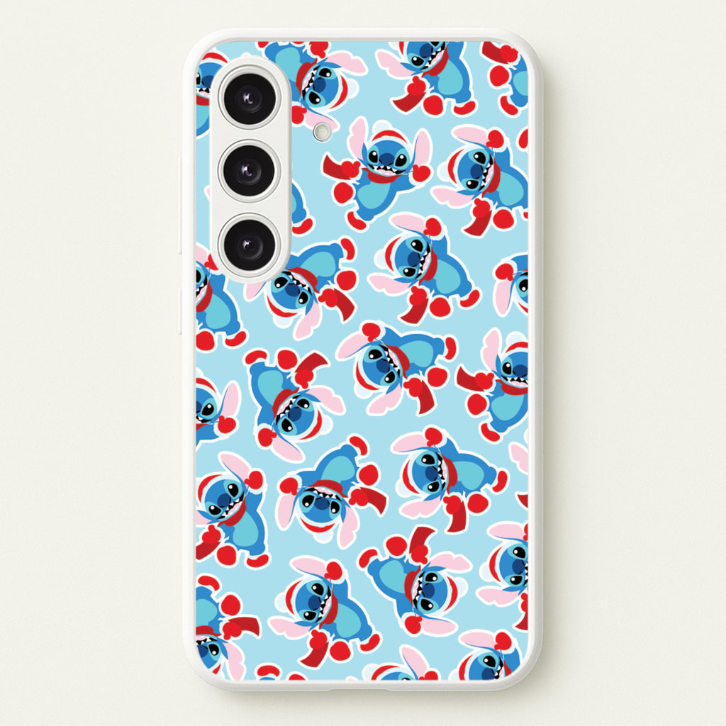 Blue Alien Christmas Pattern - Disney Christmas Phone Case for Galaxy S25