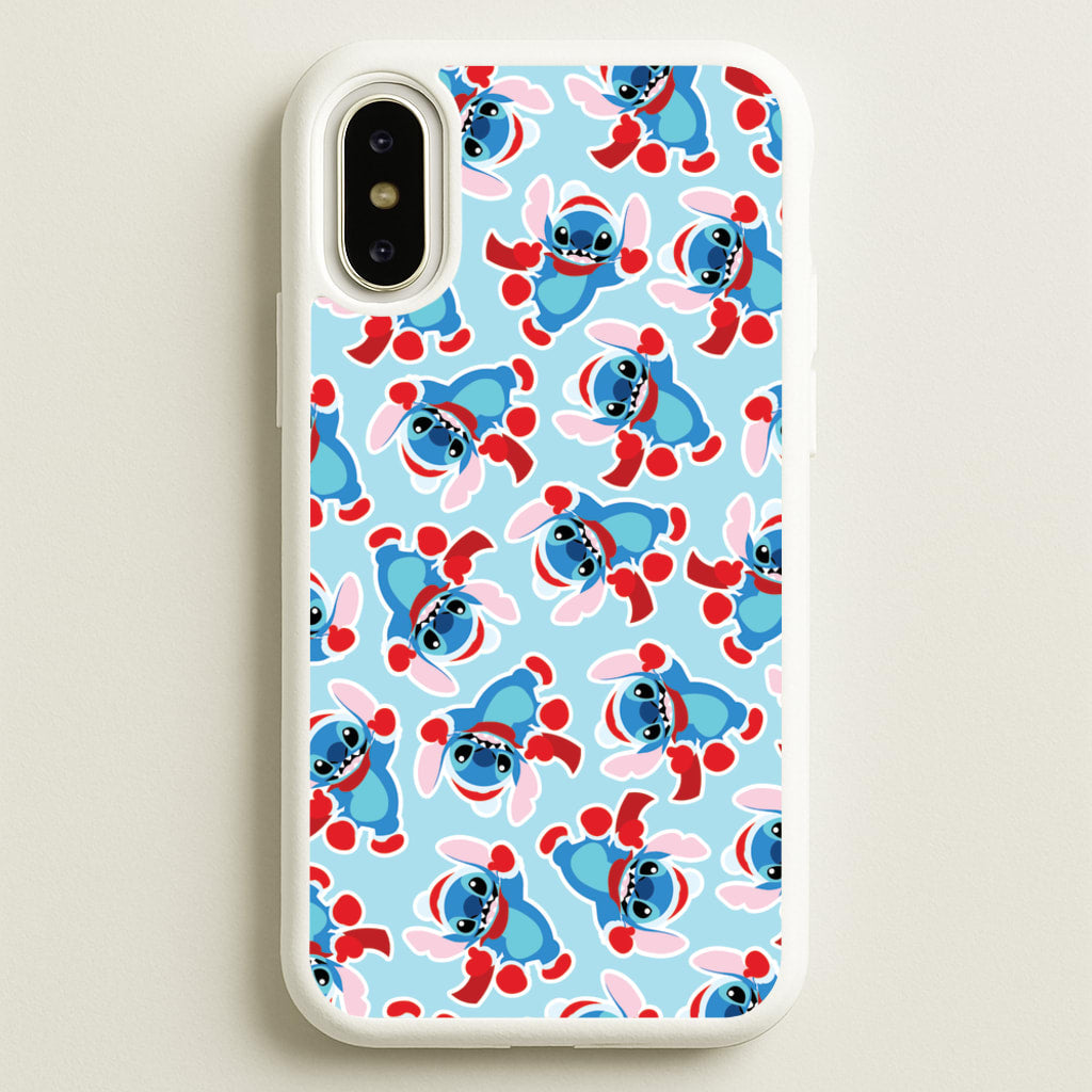 Blue Alien Christmas Pattern - Disney Christmas Phone Case for iPhone X / XS
