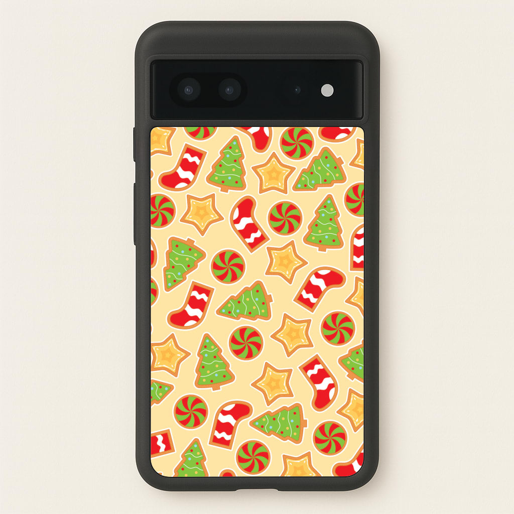 Gingerbread And Stocking Pattern - Christmas Patterns Phone Case for Google Pixel 7