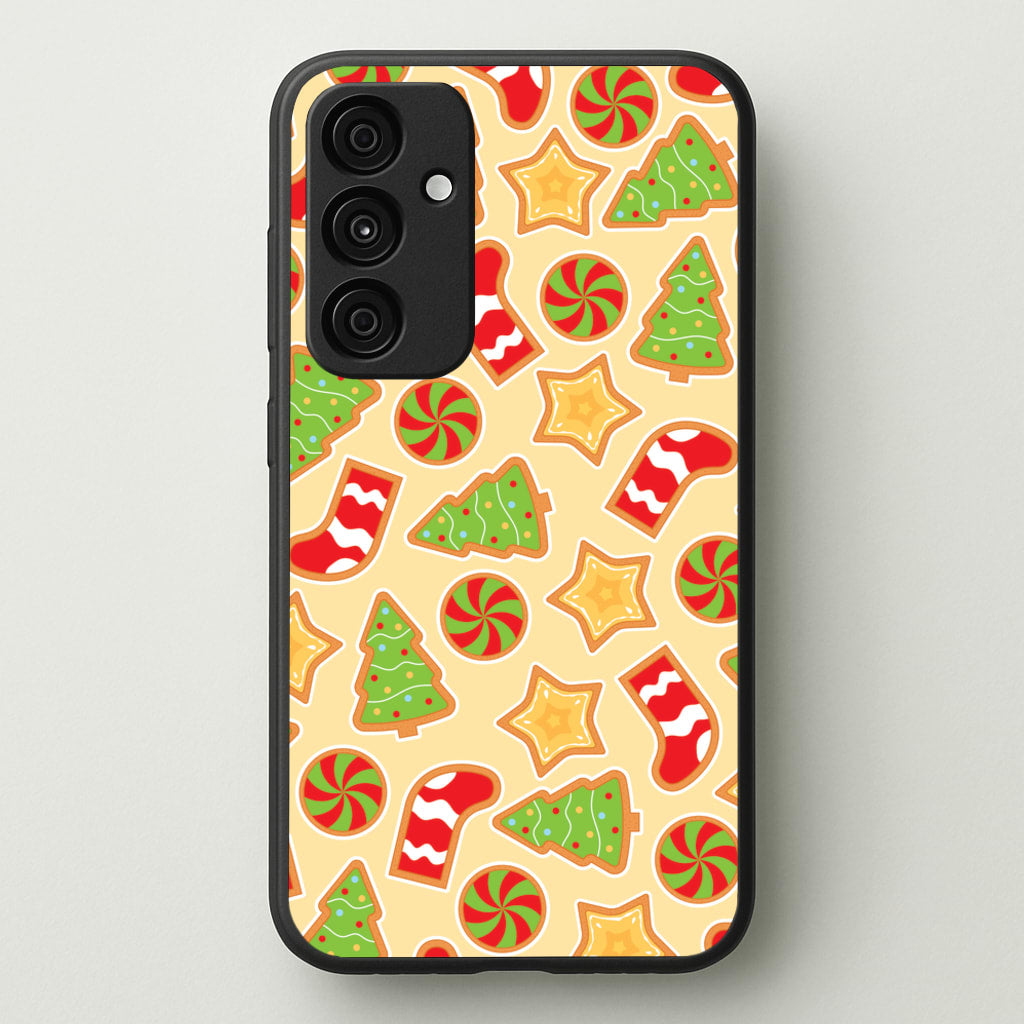 Gingerbread And Stocking Pattern - Christmas Patterns Phone Case for Galaxy A35