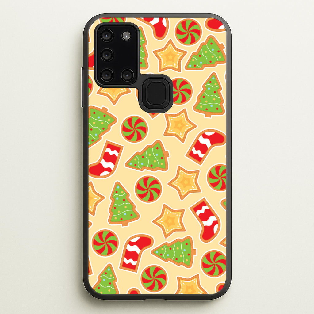Gingerbread And Stocking Pattern - Christmas Patterns Phone Case for Galaxy A21s
