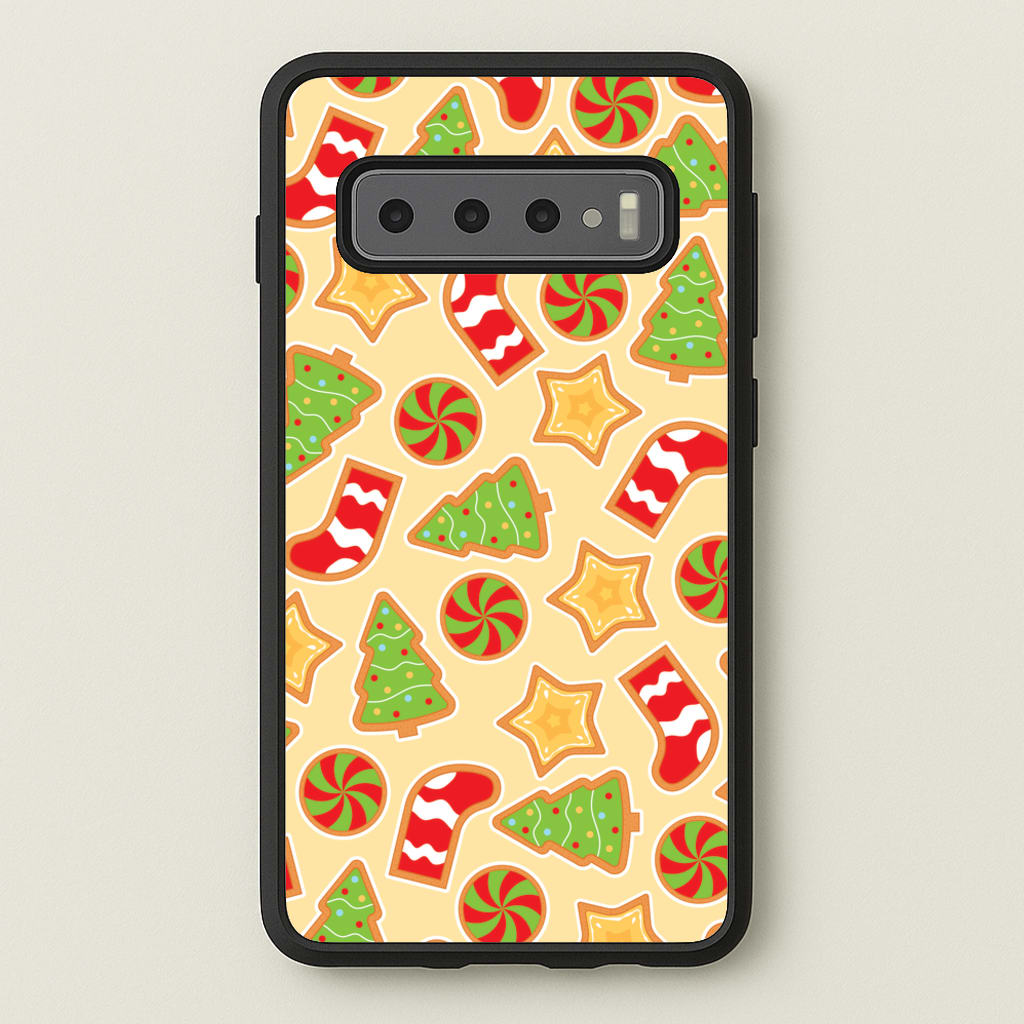Gingerbread And Stocking Pattern - Christmas Patterns Phone Case for Galaxy S10 Plus