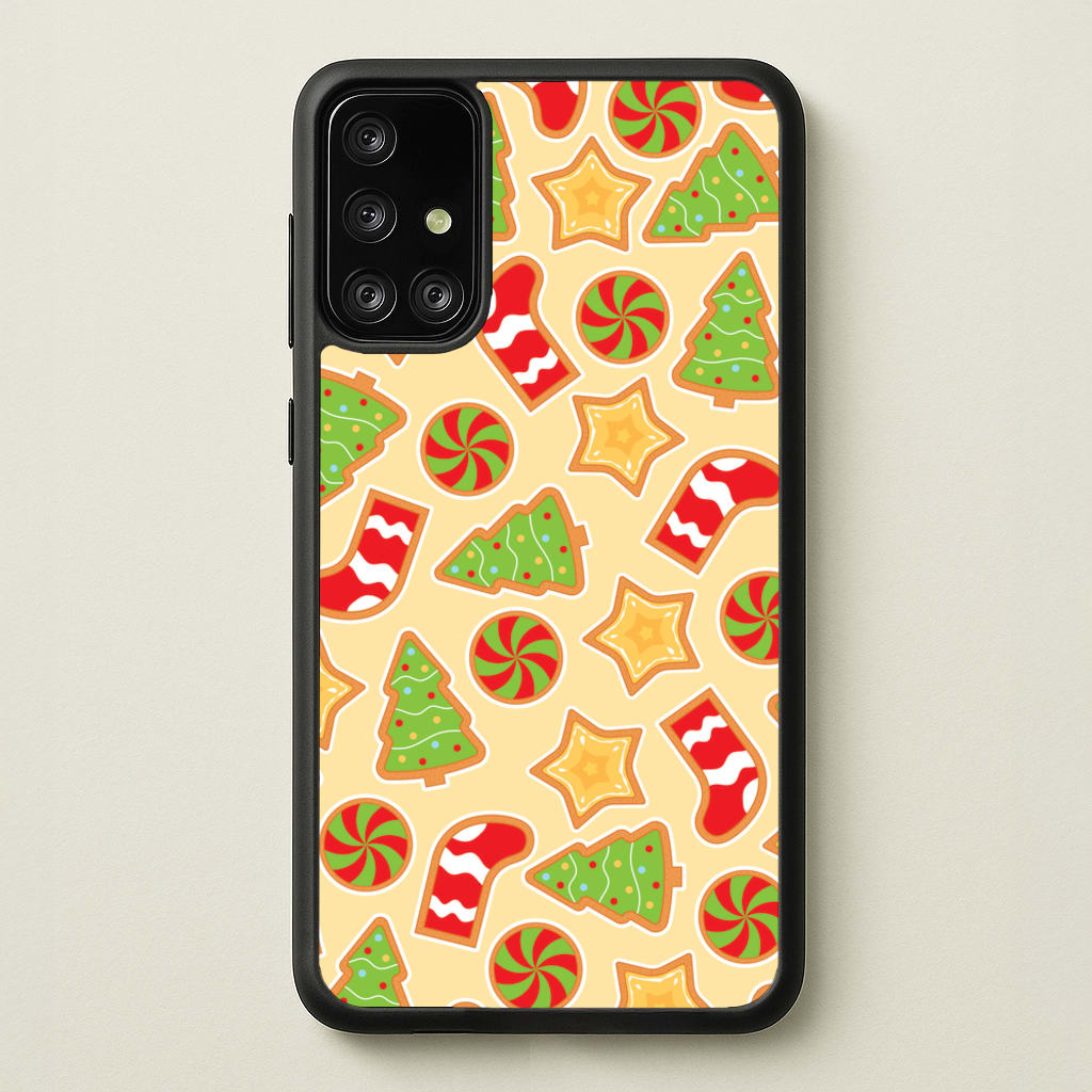 Gingerbread And Stocking Pattern - Christmas Patterns Phone Case for Galaxy A71