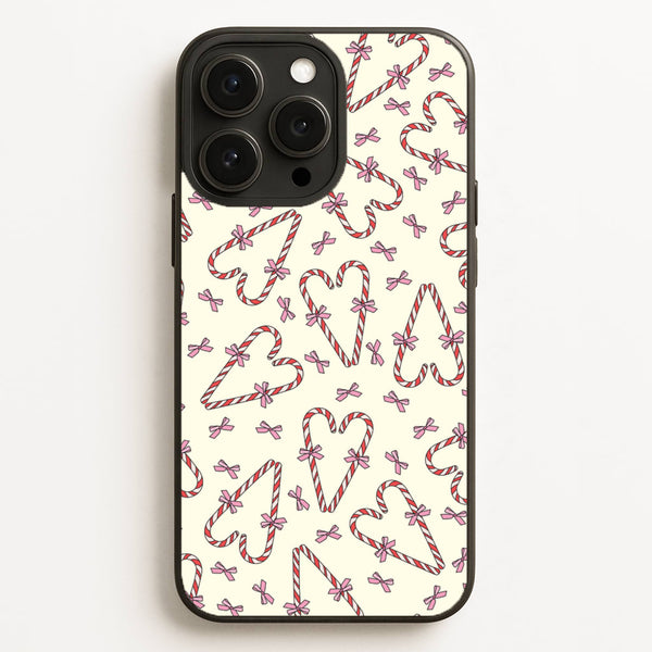 Candy Cane Love Heart Pattern - Christmas Patterns Phone Case for iPhone 16 Pro Max