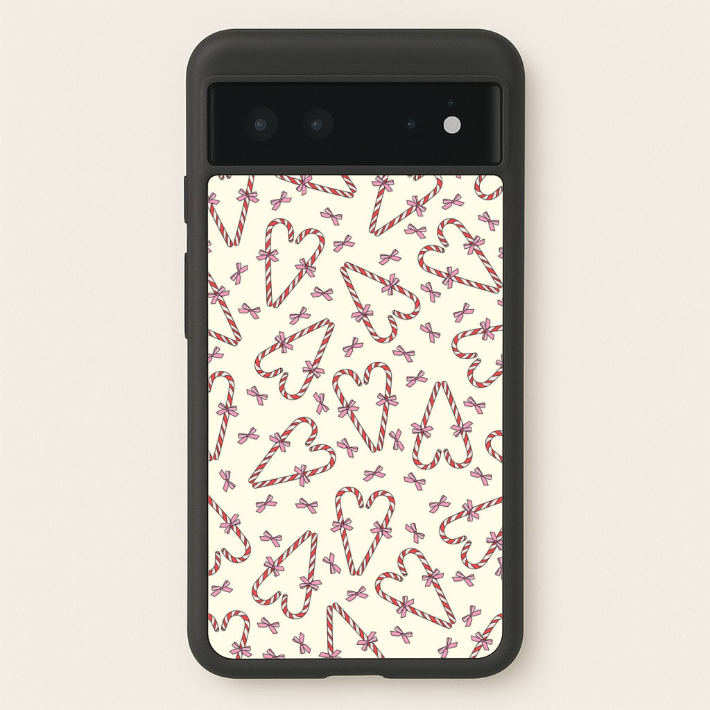 Candy Cane Love Heart Pattern - Christmas Patterns Phone Case for Google Pixel 6