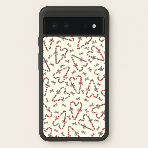 Candy Cane Love Heart Pattern - Christmas Patterns Phone Case for Google Pixel 6