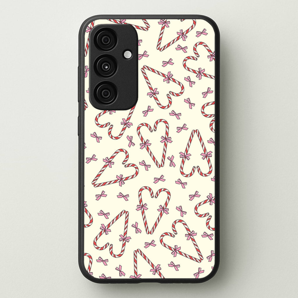 Candy Cane Love Heart Pattern - Christmas Patterns Phone Case for Galaxy A35