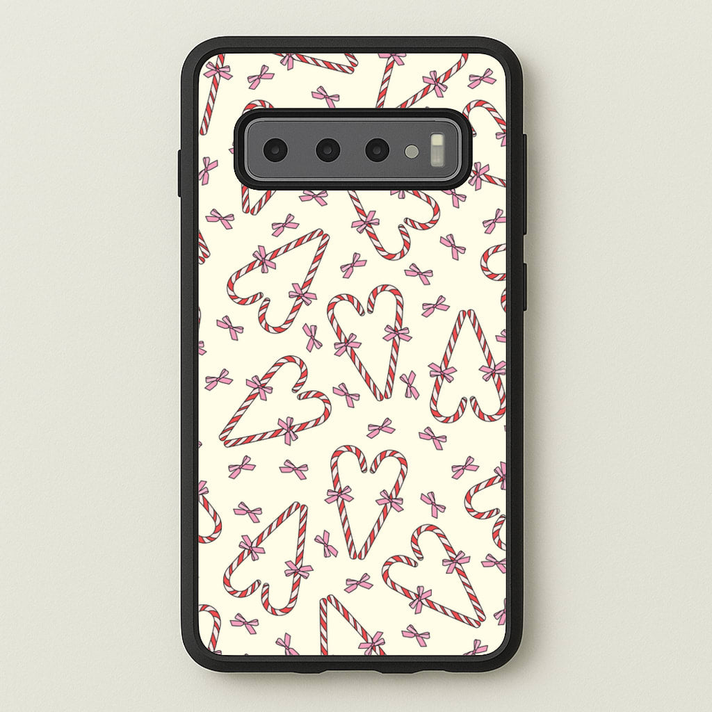 Candy Cane Love Heart Pattern - Christmas Patterns Phone Case for Galaxy S10 Plus