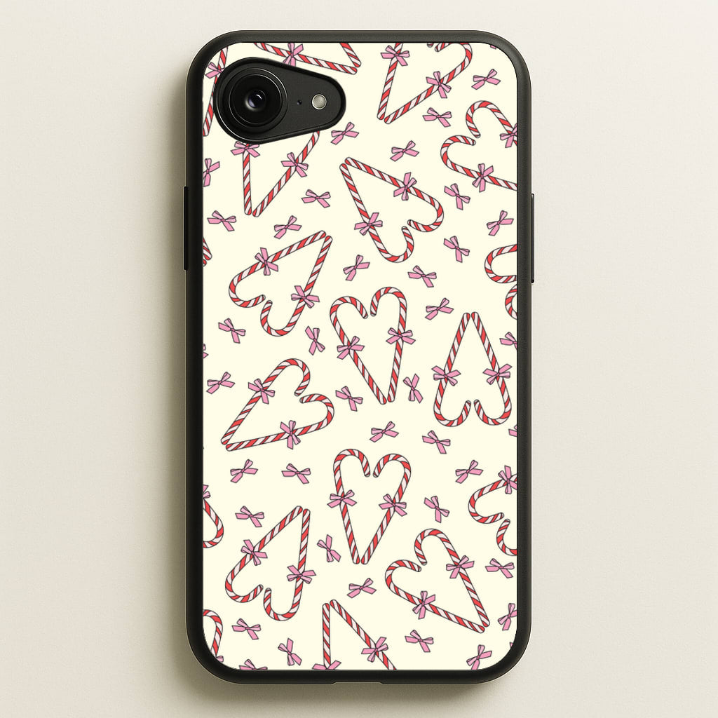 Candy Cane Love Heart Pattern - Christmas Patterns Phone Case for iPhone 16e