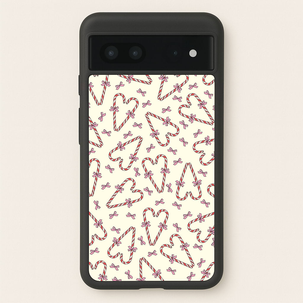 Candy Cane Love Heart Pattern - Christmas Patterns Phone Case for Google Pixel 7