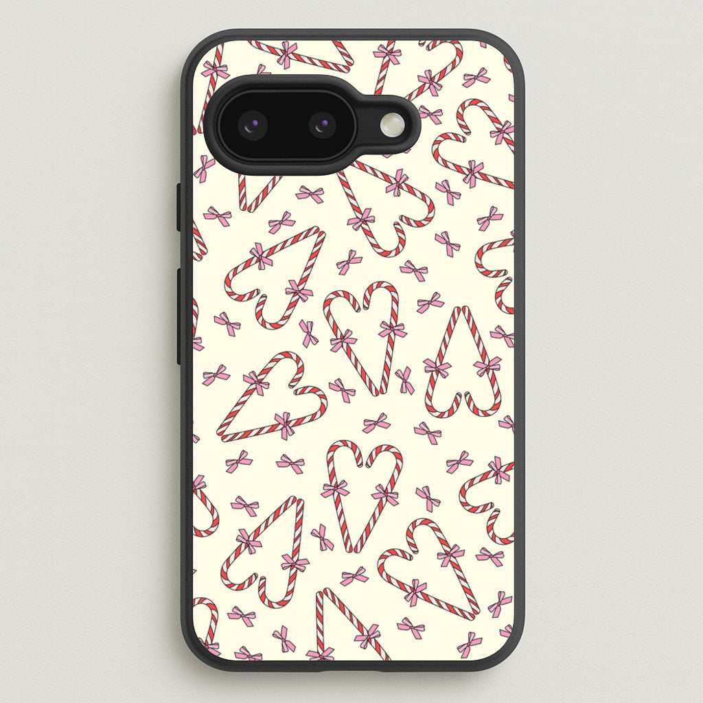 Candy Cane Love Heart Pattern - Christmas Patterns Phone Case for Google Pixel 9a