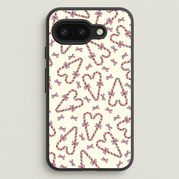 Candy Cane Love Heart Pattern - Christmas Patterns Phone Case for Google Pixel 9a