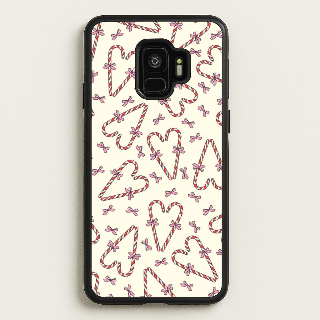 Candy Cane Love Heart Pattern - Christmas Patterns Phone Case for Galaxy S9