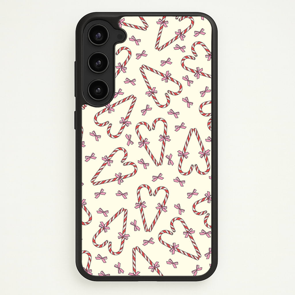 Candy Cane Love Heart Pattern - Christmas Patterns Phone Case for Galaxy S23