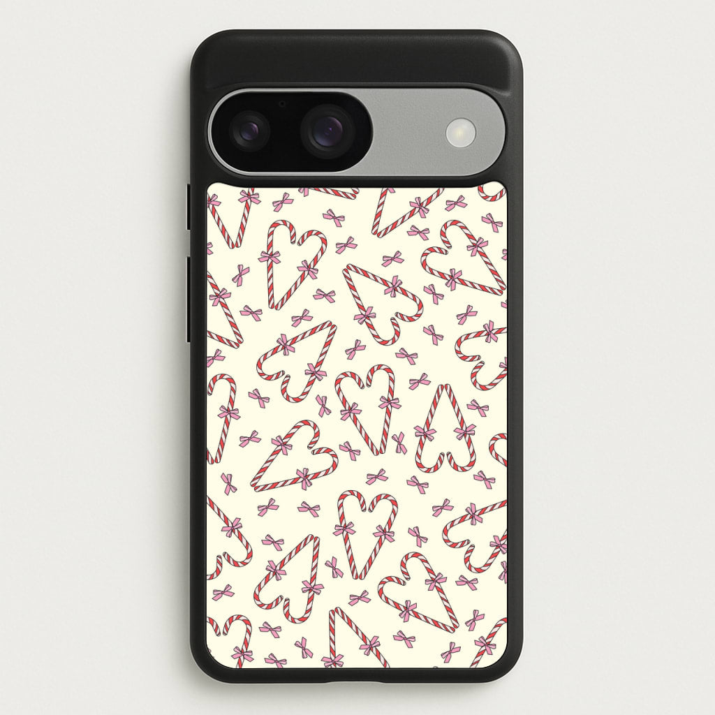 Candy Cane Love Heart Pattern - Christmas Patterns Phone Case for Google Pixel 9 / 9 Pro