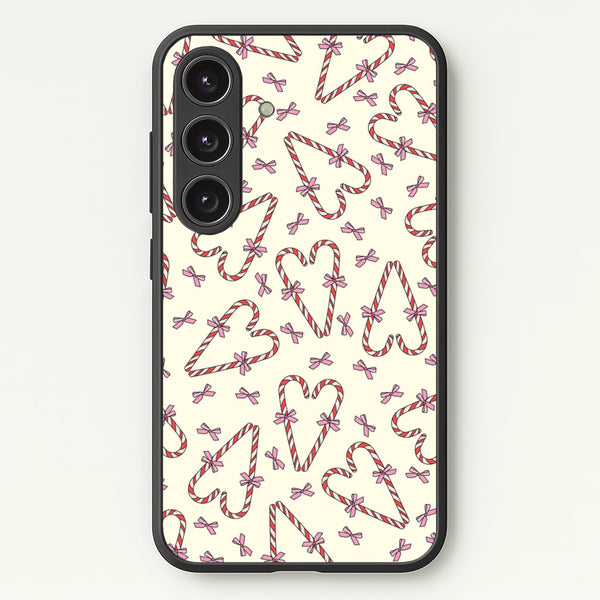 Candy Cane Love Heart Pattern - Christmas Patterns Phone Case for Galaxy S25 Plus
