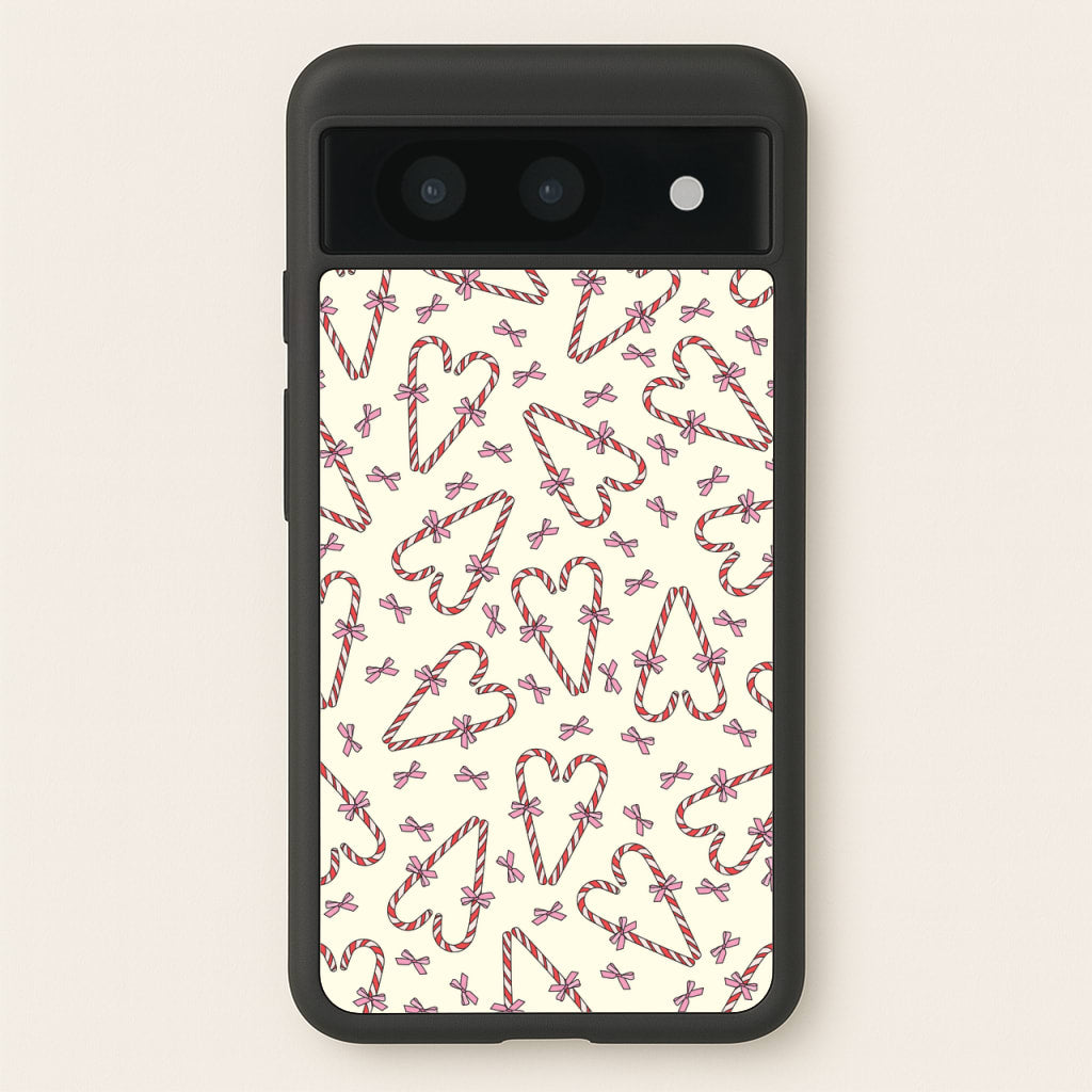 Candy Cane Love Heart Pattern - Christmas Patterns Phone Case for Google Pixel 8a