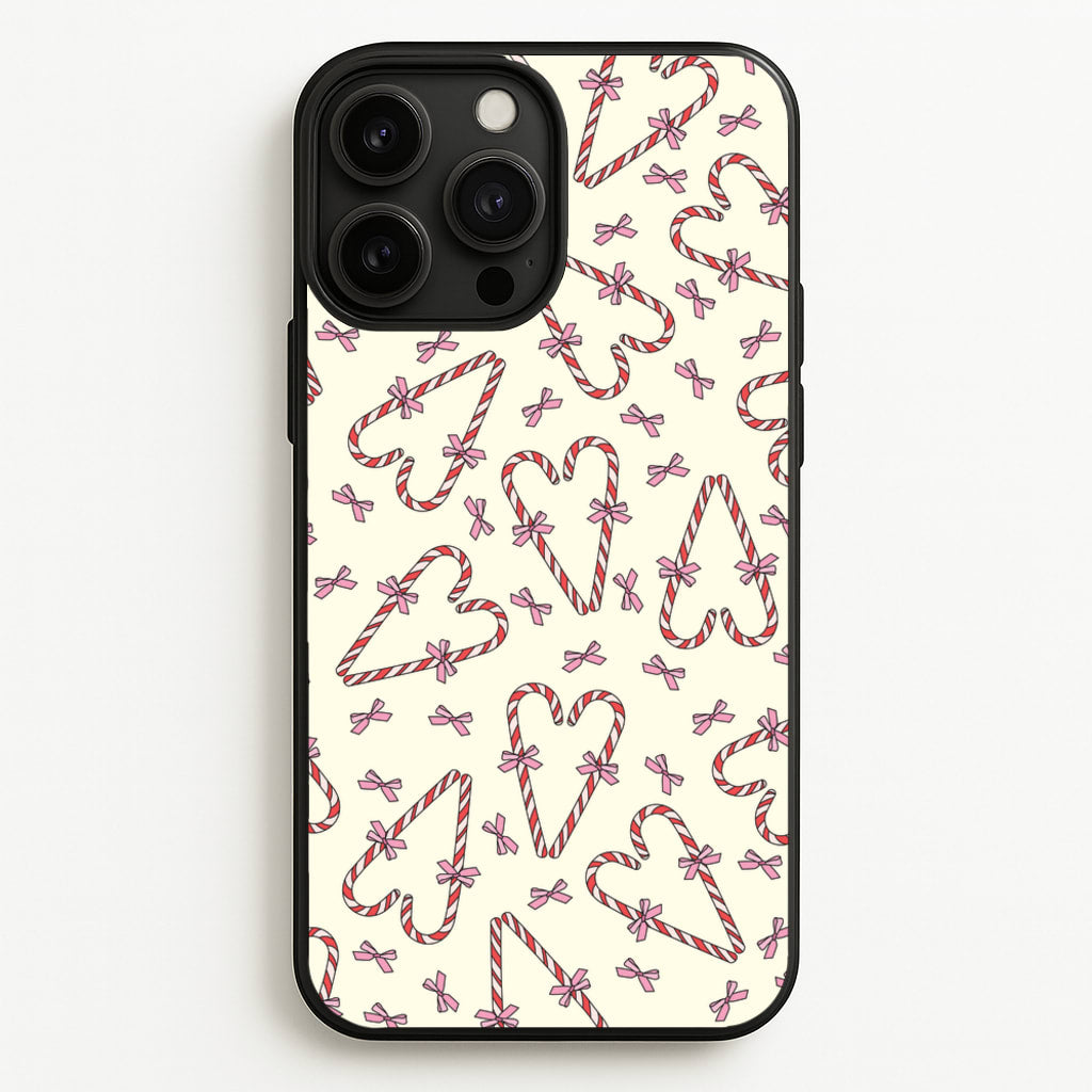 Candy Cane Love Heart Pattern - Christmas Patterns Phone Case for iPhone 13 Pro Max