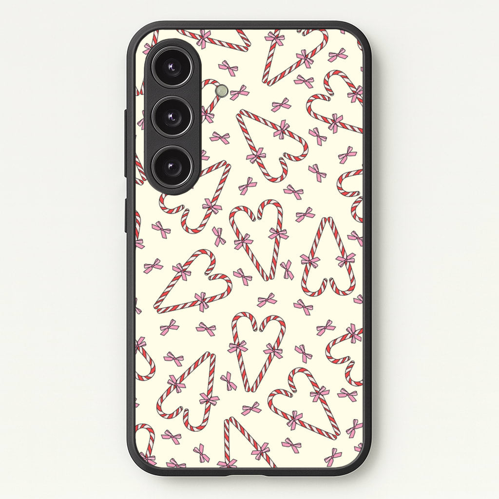 Candy Cane Love Heart Pattern - Christmas Patterns Phone Case for Galaxy S24FE