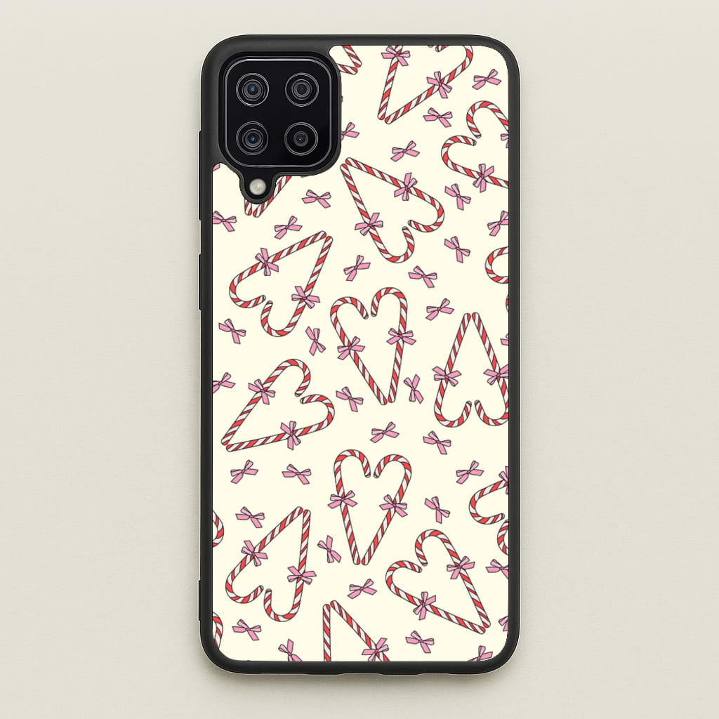 Candy Cane Love Heart Pattern - Christmas Patterns Phone Case for Galaxy A12