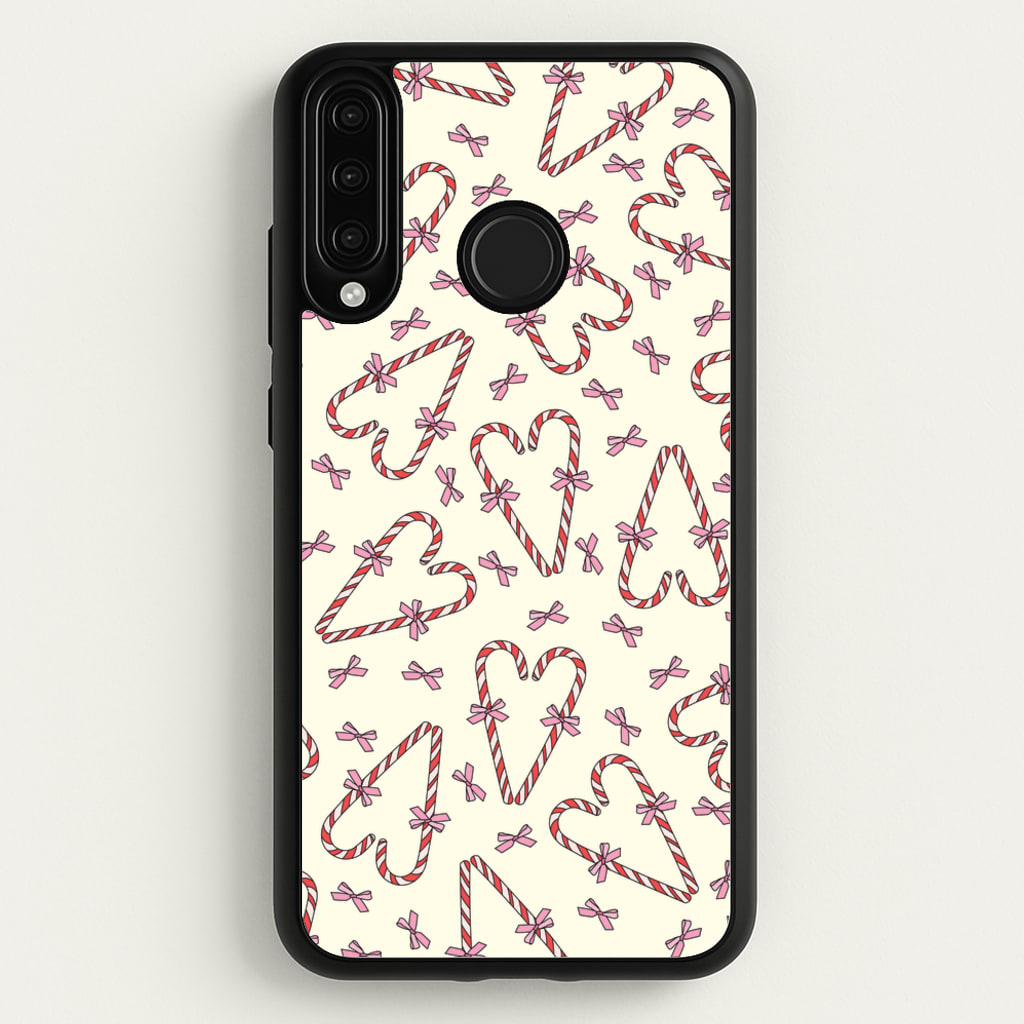 Candy Cane Love Heart Pattern - Christmas Patterns Phone Case for Huawei P30 Lite