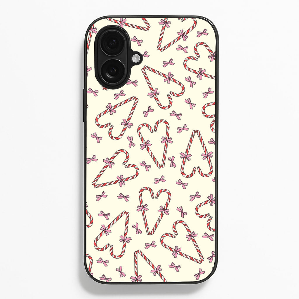 Candy Cane Love Heart Pattern - Christmas Patterns Phone Case for iPhone 16 Plus