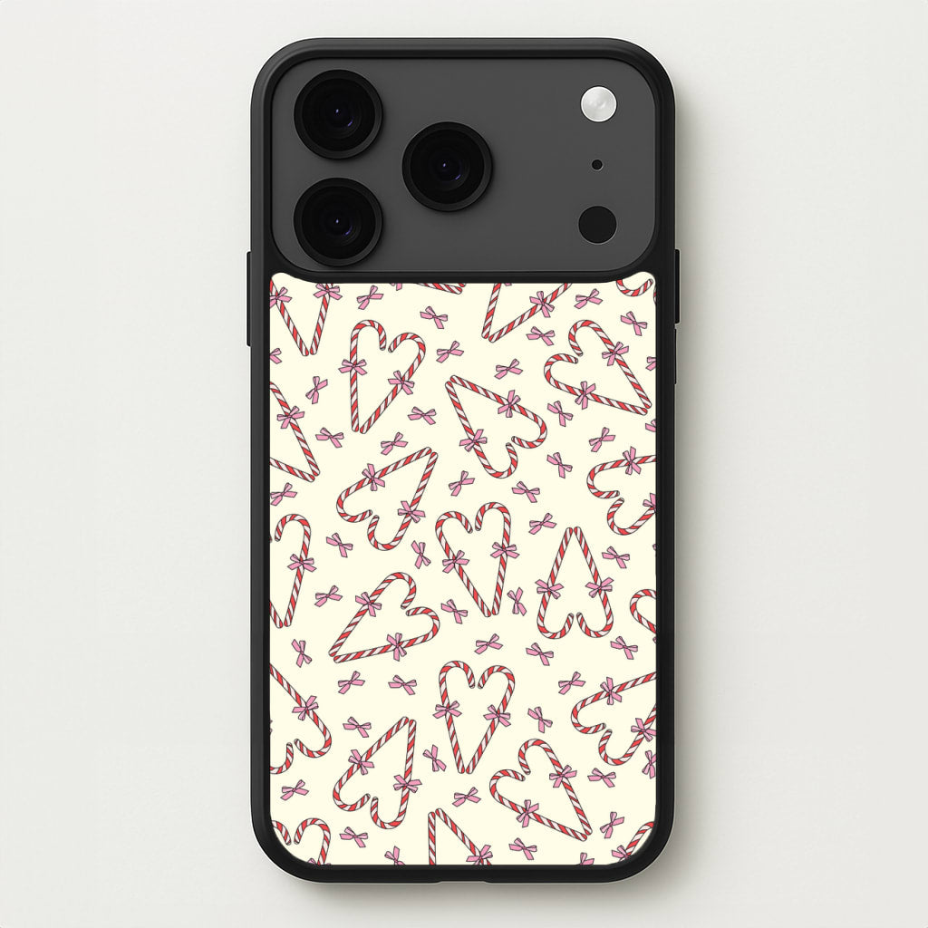 Candy Cane Love Heart Pattern Phone Case for iPhone 17 Pro