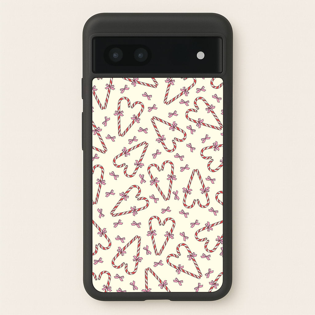 Candy Cane Love Heart Pattern - Christmas Patterns Phone Case for Google Pixel 7a