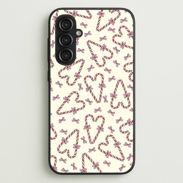 Candy Cane Love Heart Pattern - Christmas Patterns Phone Case for Galaxy S23FE