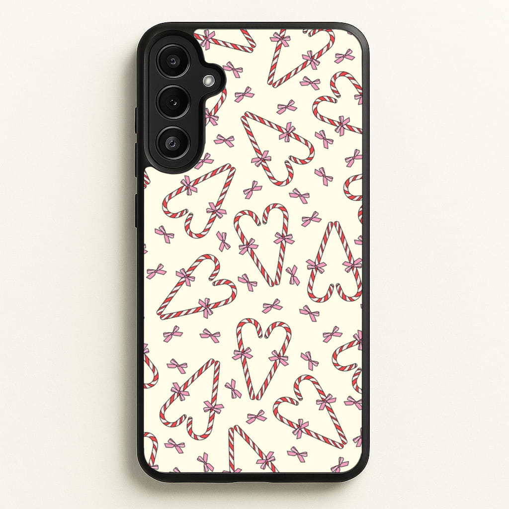 Candy Cane Love Heart Pattern - Christmas Patterns Phone Case for Galaxy A34