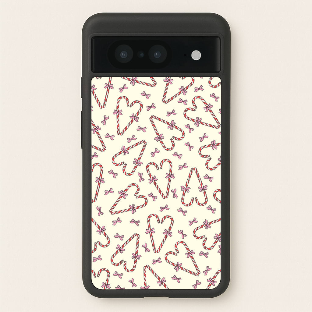 Candy Cane Love Heart Pattern - Christmas Patterns Phone Case for Google Pixel 8