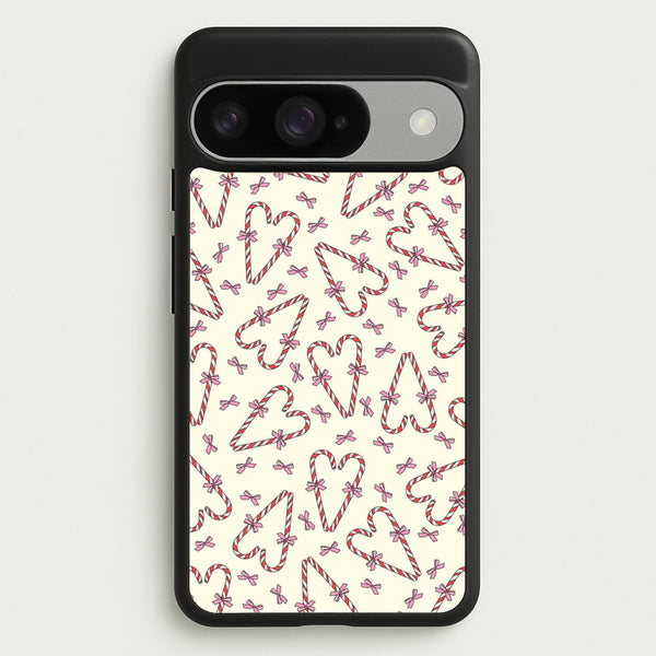Candy Cane Love Heart Pattern Phone Case for Google Pixel 10 / 10 Pro