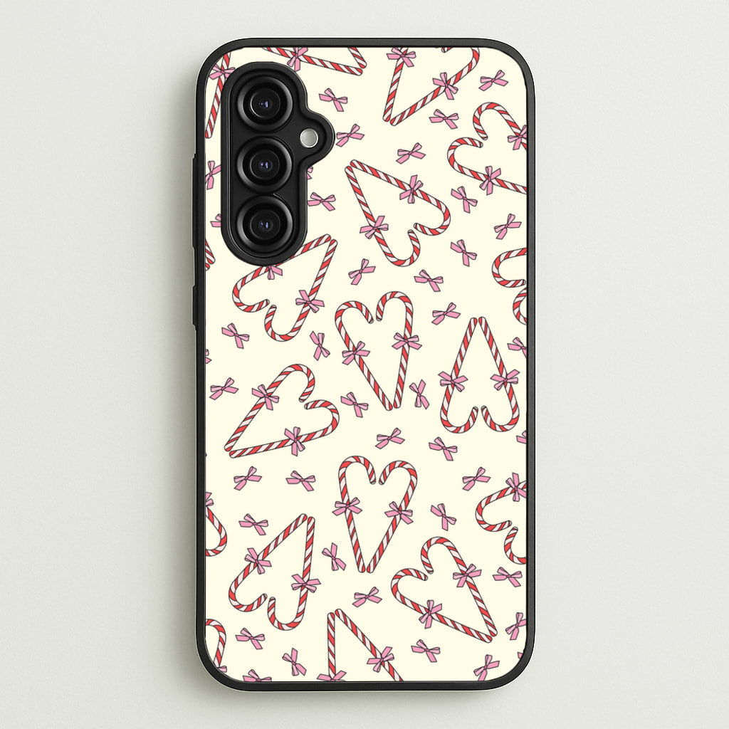 Candy Cane Love Heart Pattern - Christmas Patterns Phone Case for Galaxy A14