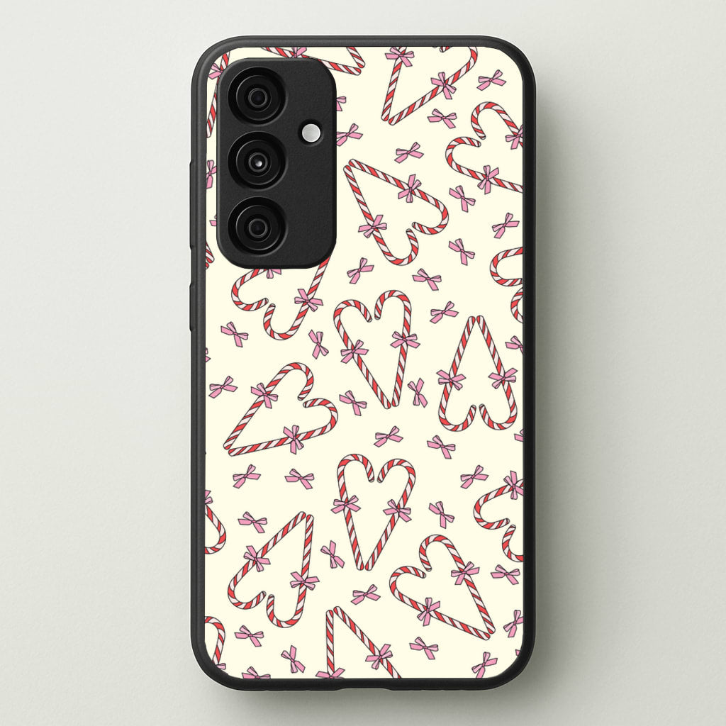 Candy Cane Love Heart Pattern - Christmas Patterns Phone Case for Galaxy A55