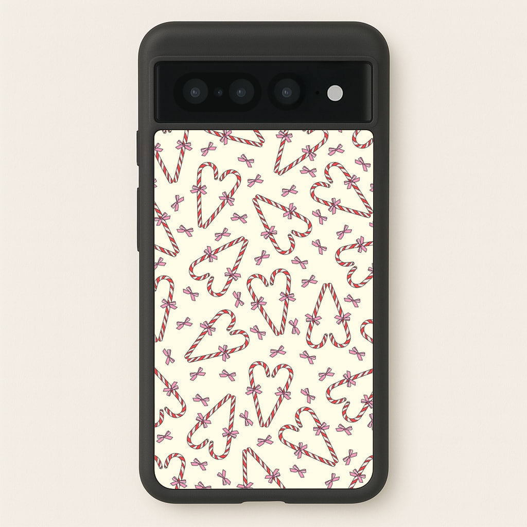 Candy Cane Love Heart Pattern - Christmas Patterns Phone Case for Google Pixel 7 Pro