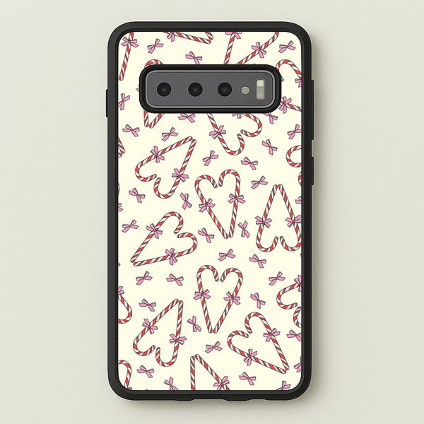 Candy Cane Love Heart Pattern - Christmas Patterns Phone Case for Galaxy S10