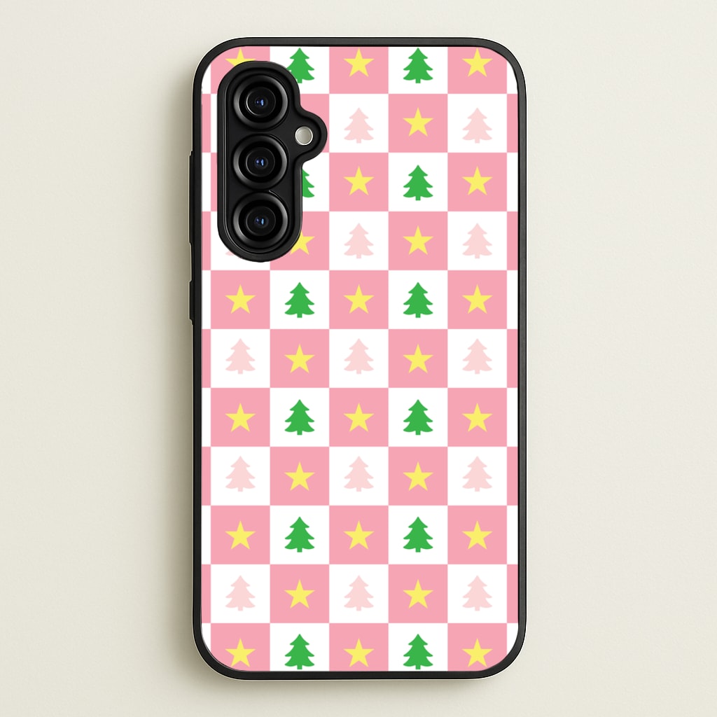 Pink And Green Tree Pattern - Christmas Patterns Phone Case for Galaxy A54