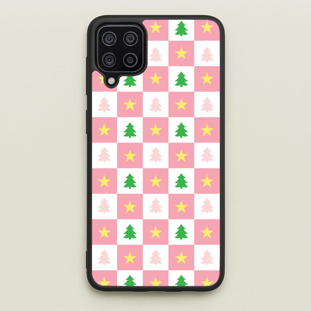 Pink And Green Tree Pattern - Christmas Patterns Phone Case for Galaxy A12