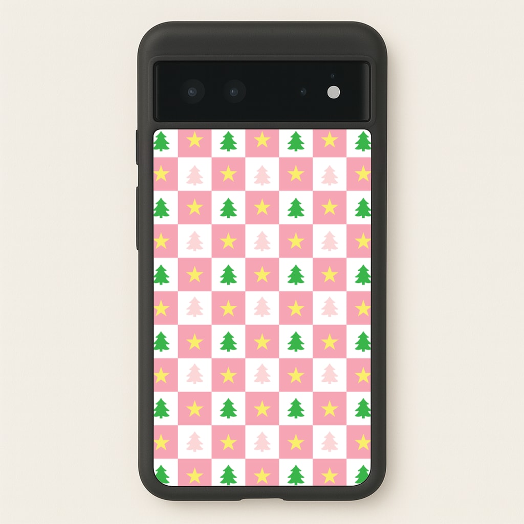 Pink And Green Tree Pattern - Christmas Patterns Phone Case for Google Pixel 6