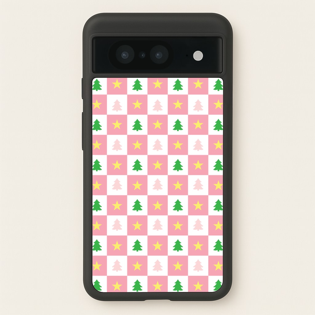 Pink And Green Tree Pattern - Christmas Patterns Phone Case for Google Pixel 8