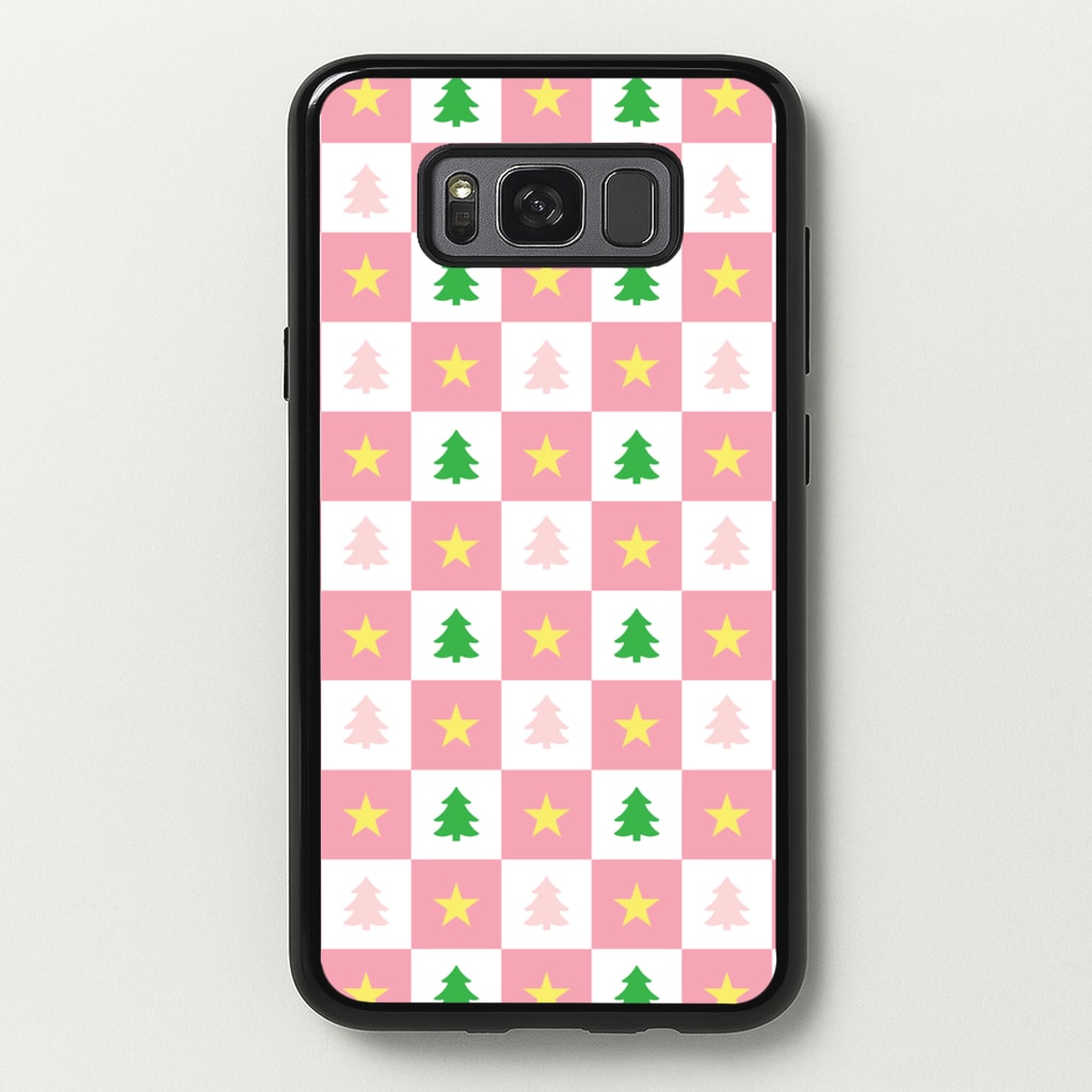 Pink And Green Tree Pattern - Christmas Patterns Phone Case for Galaxy S8